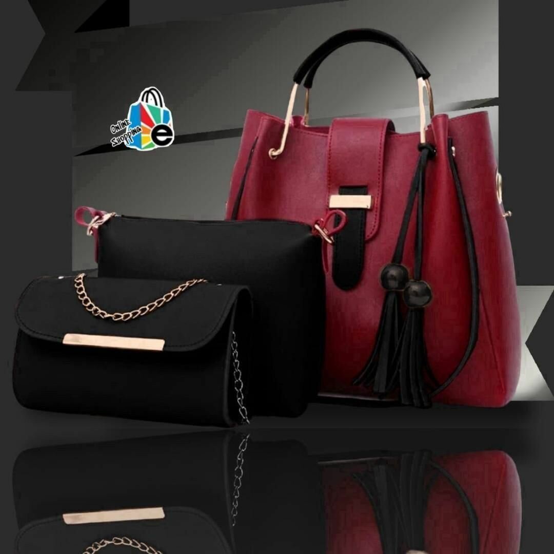 Stylish leather handbag purse set 3 piece.