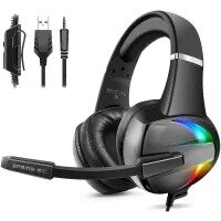 Beexcellent GM7 Gaming Headset Stereo Surround Sound with Noise Cancelling Gaming Mic , RGB Backlight for Laptop , PC