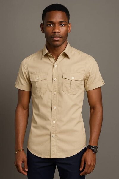 Chemise beige casual homme