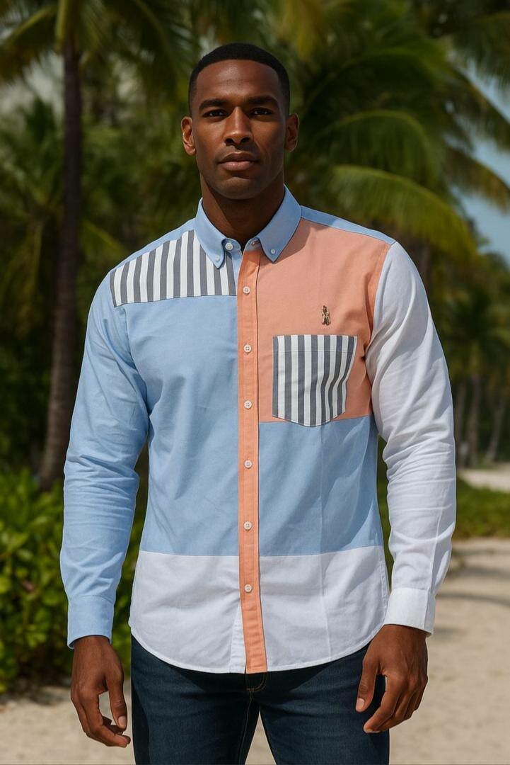 Chemise Homme Patchwork Élégante