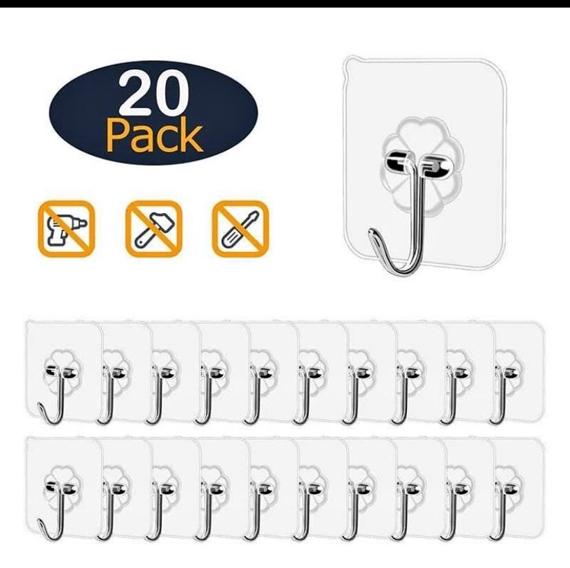 20 Crochets adhésifs muraux