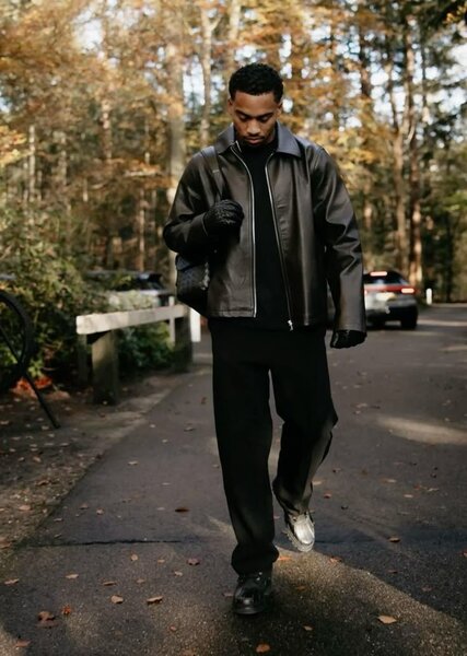 Veste en cuir noir homme tendance