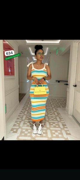 Robe rayée multicolore