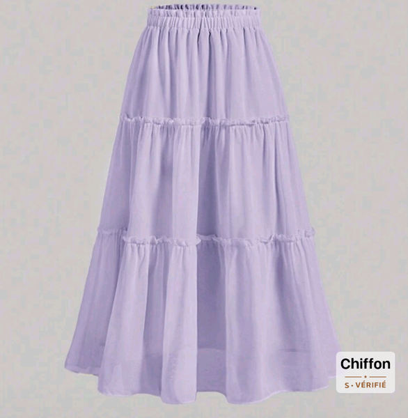 Jupe longue en chiffon violet