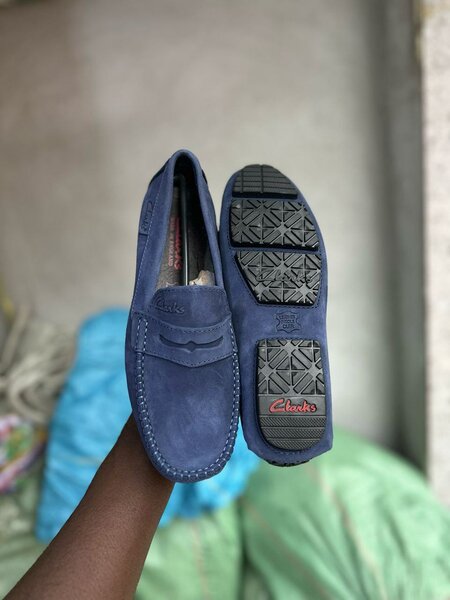 Mocassins en daim bleu homme