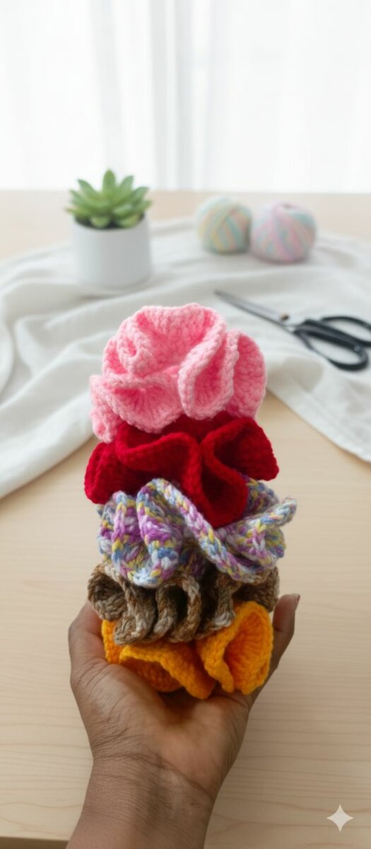 Chouchous en crochet colorés