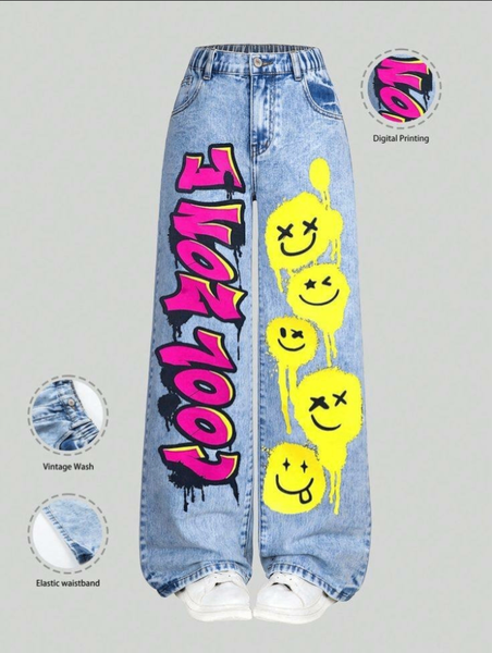 Jeans graffiti style coloré