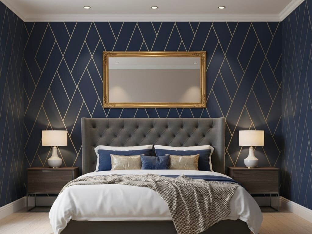 Papier Peint Géométrique Bleu