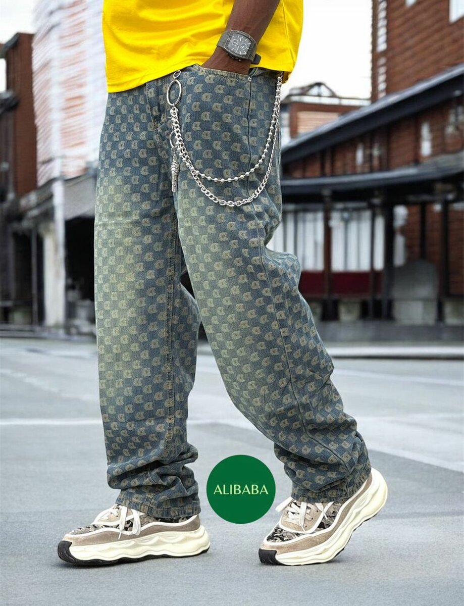 Jeans boyfriend imprimé hommes