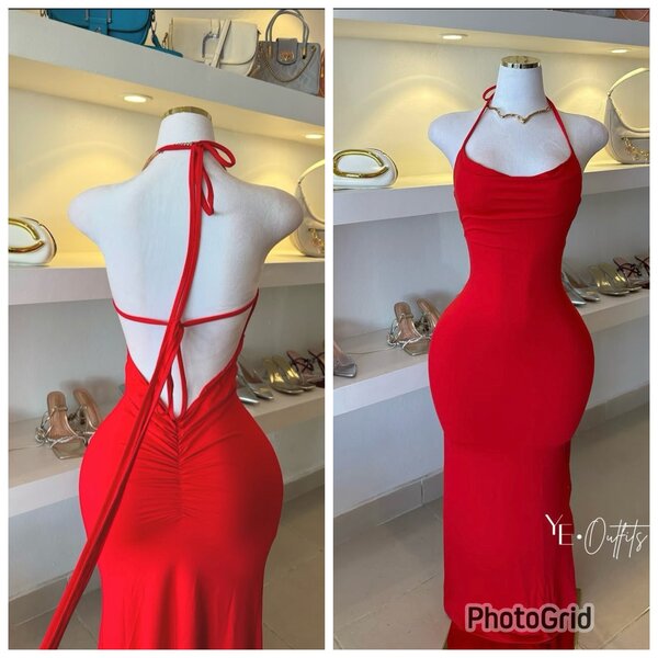 Robe rouge élégante dos nu