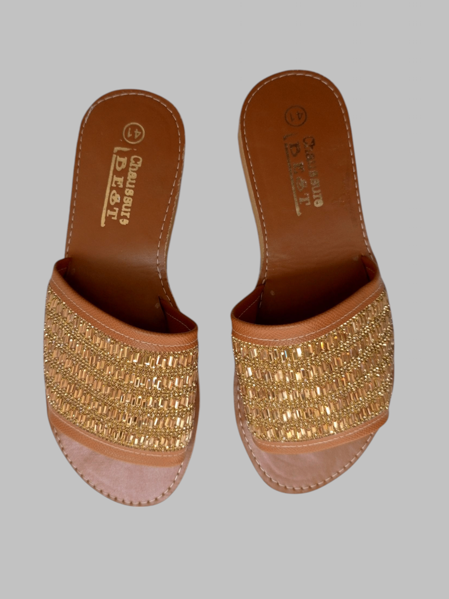 Sandales en cuir dorées