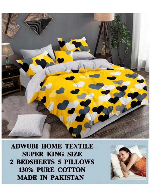 Yellow 7 piece bedsheet