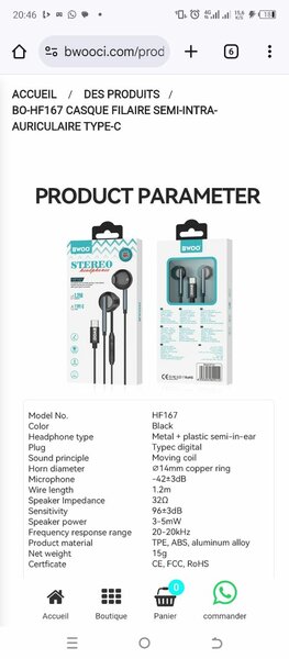 Bwoo écouteur type -c