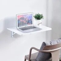 Wall Mounted Folding Wooden Laptop Table/Computer Table/Dvd Player/Iron Table Rack With White Foldable Brackets/Smart Office Table