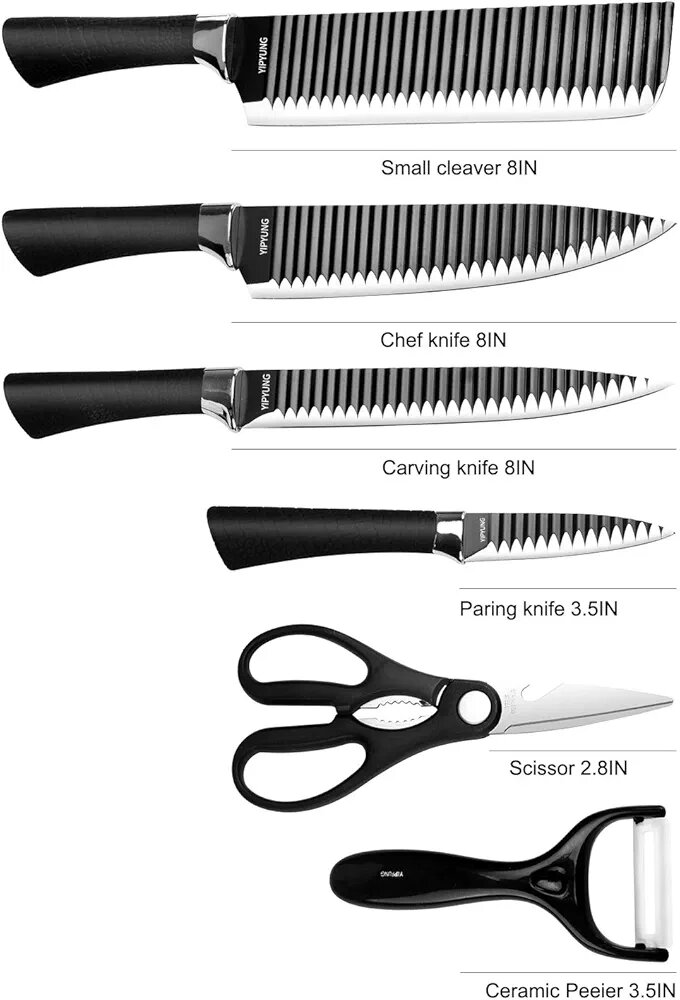 Lot de 6 couteaux de cuisine professionnelle