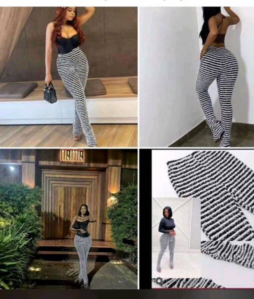 Pantalon rayé taille haute