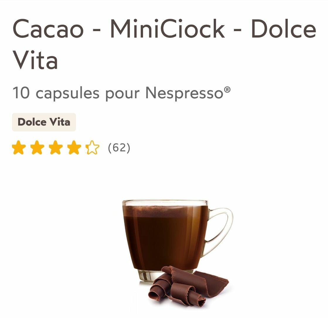 Capsules chocolat Dolce Vita