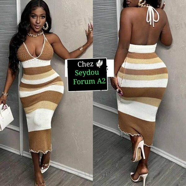 Robe moulante rayée élégante