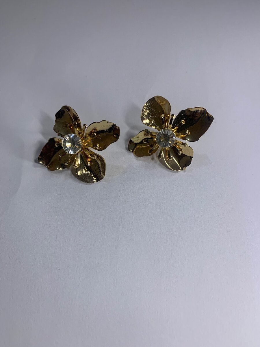 Boucles d'oreilles florales dorées