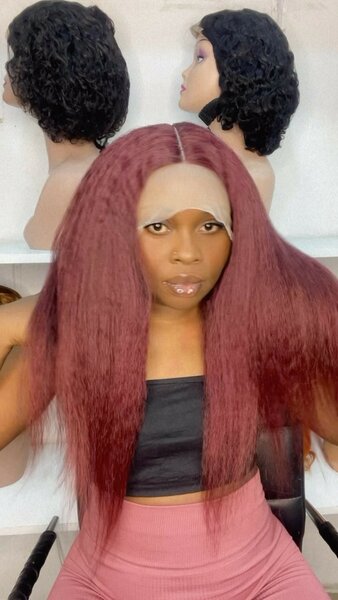 20inches Tpart burgundy kinky straight