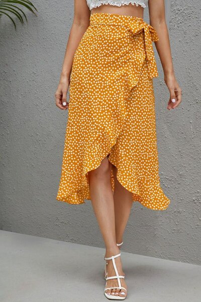 Jupe fleurie avec détails froncés