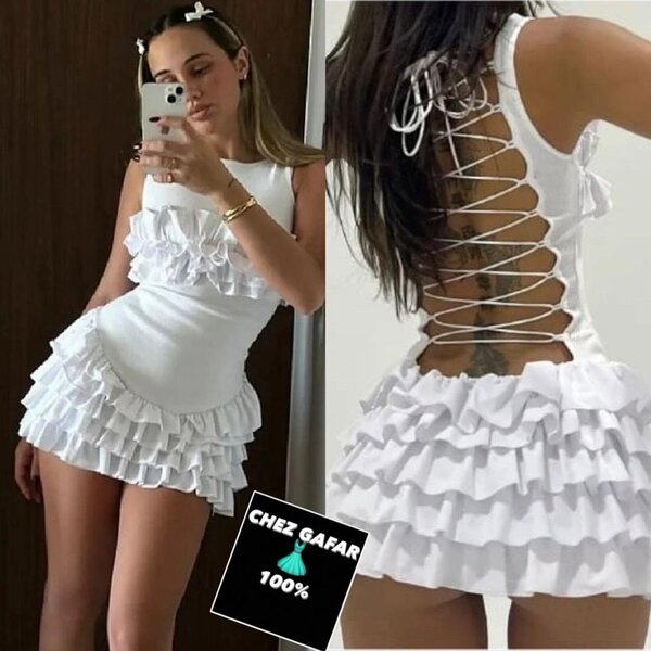 Mini robe sexy volante pour femmes