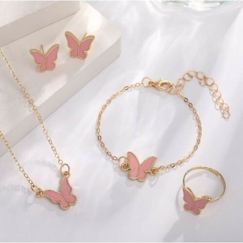 Leisure Butterfly Necklace Bracelet Earring Ring