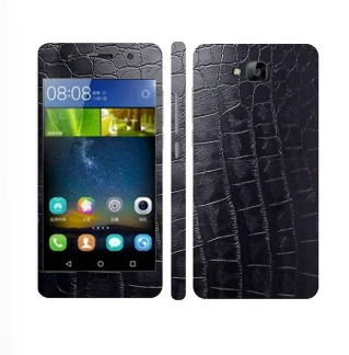 Huawei Y6 Pro Black Crocodile Leather Texture Mobile Skin