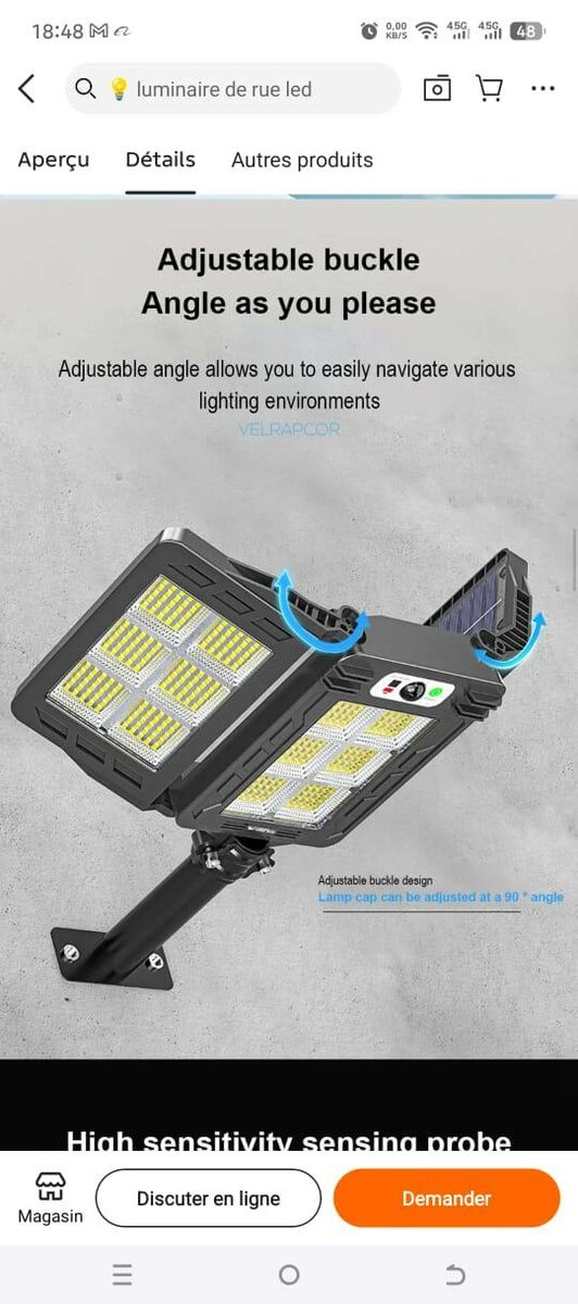 Projecteur LED solaire extérieur