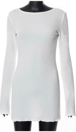 White mini dress, long sleeve, stretch