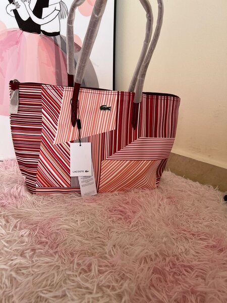 Sac Lacoste rayé coloré
