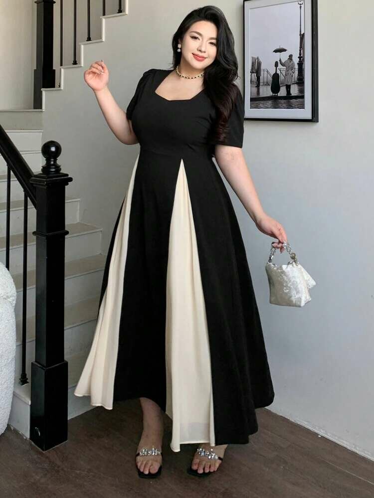 Robe mi-longue élégante noire