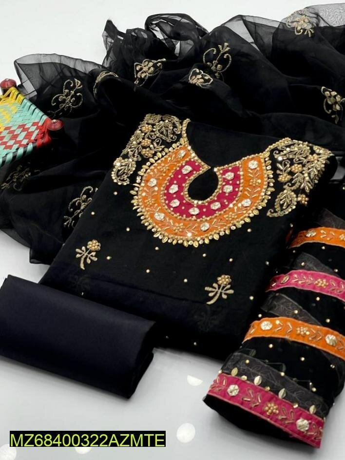 3pcs Organza embroidery suit