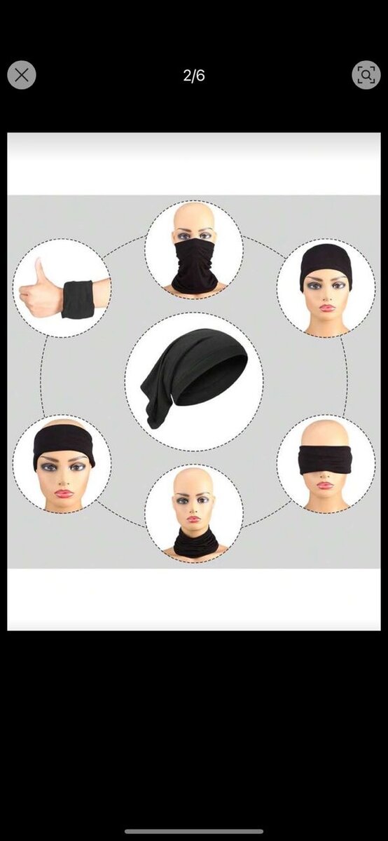 Bandana multifonction noire x4