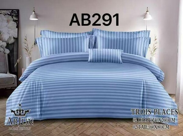Parure de lit rayée bleue 3 pièces