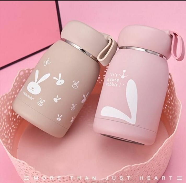 Gourde Thermos Lapin Rose