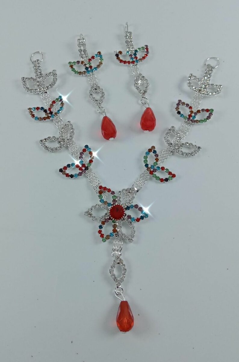 Multicolor 3 Pcs Metal Necklace Set Trendy Jewelry for occas