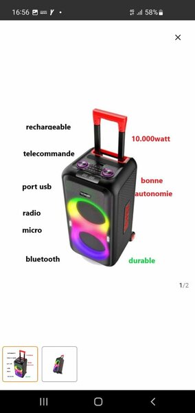 Enceinte Bluetooth Puissante Rechargeable