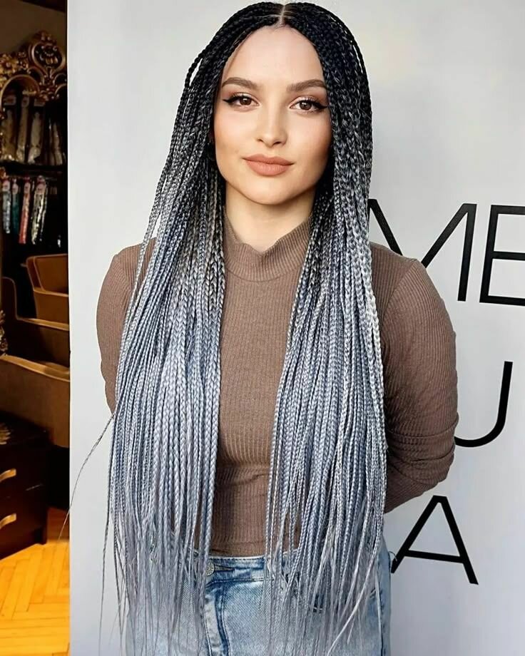 Meches Longues Ombre Gris