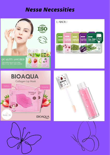 Facial Sheet Masks, Facial Mud Mask, Lip Mask & Lip Oil