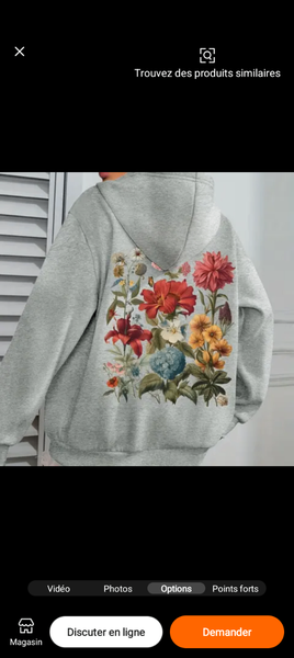 Sweat à capuche floral femme