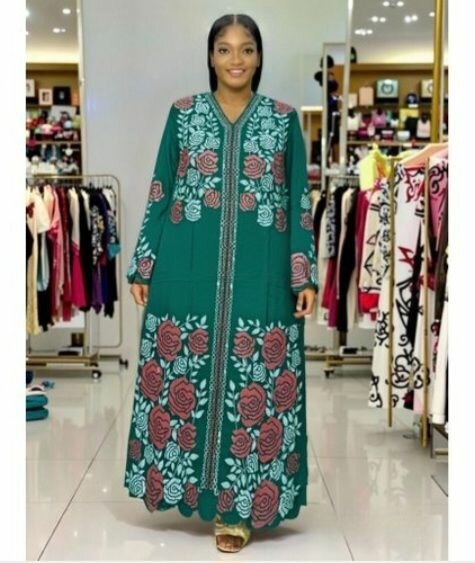 Robe Anarkali Verte Fleurie