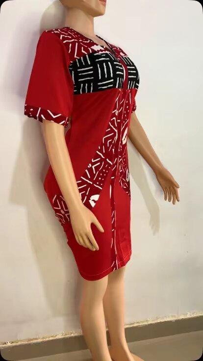 Robe ethnique rouge imprimée