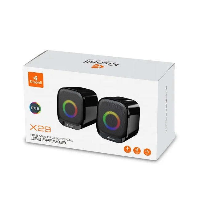 Kisonli X29 Portable Wired USB Speakers with LED Light