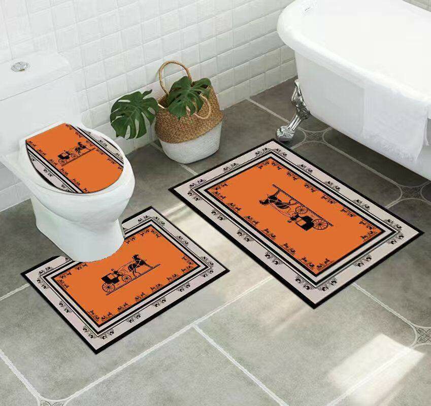 Shower Curtain Set with Toilet Lid Cover and Non-Slip Rugs