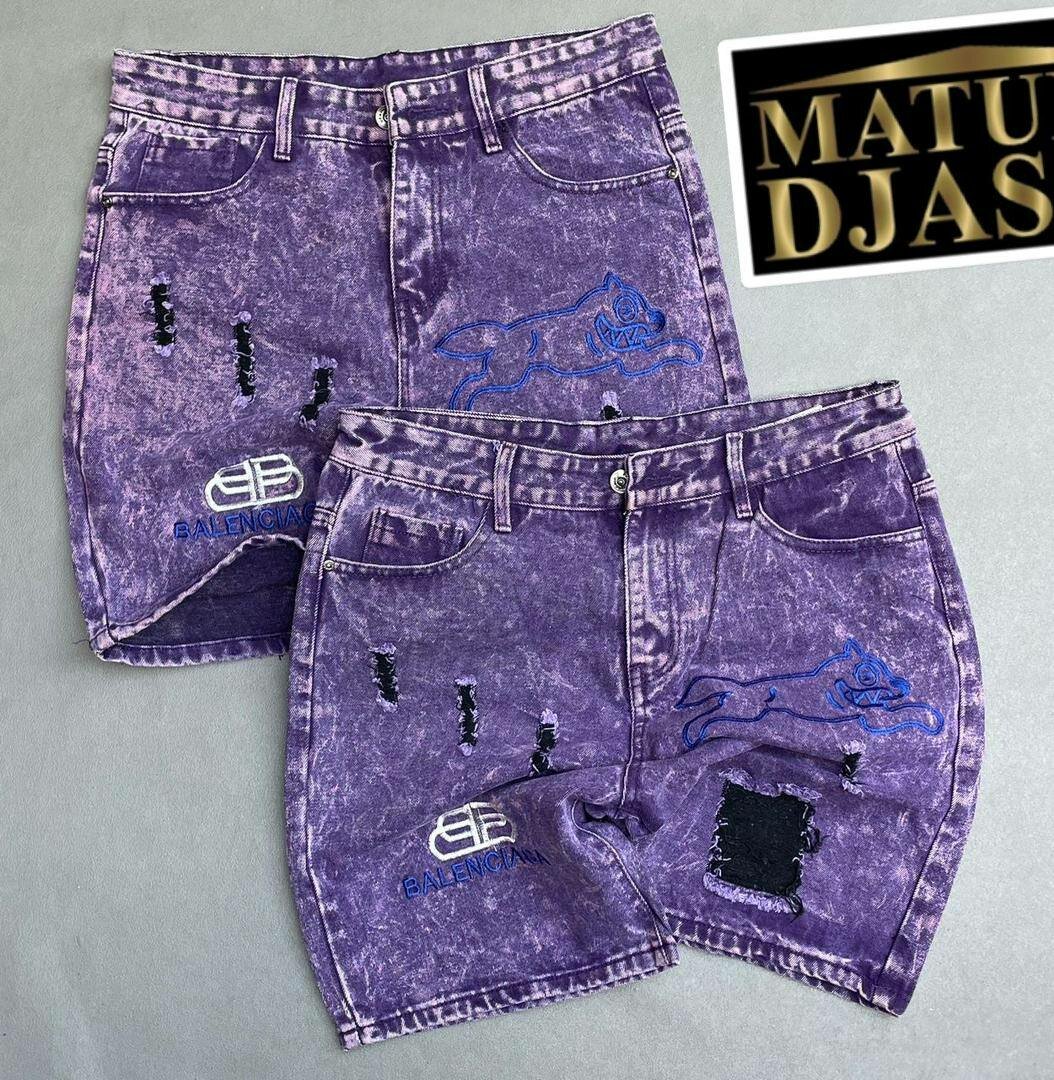 Shorts en jean violet tendance