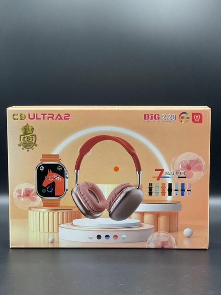 C9 Ultra2  Smartwatch & P9 Wireless Headphones Combo 7 Bands