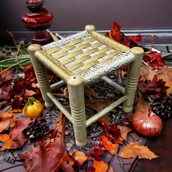Wooden Golden White Stool