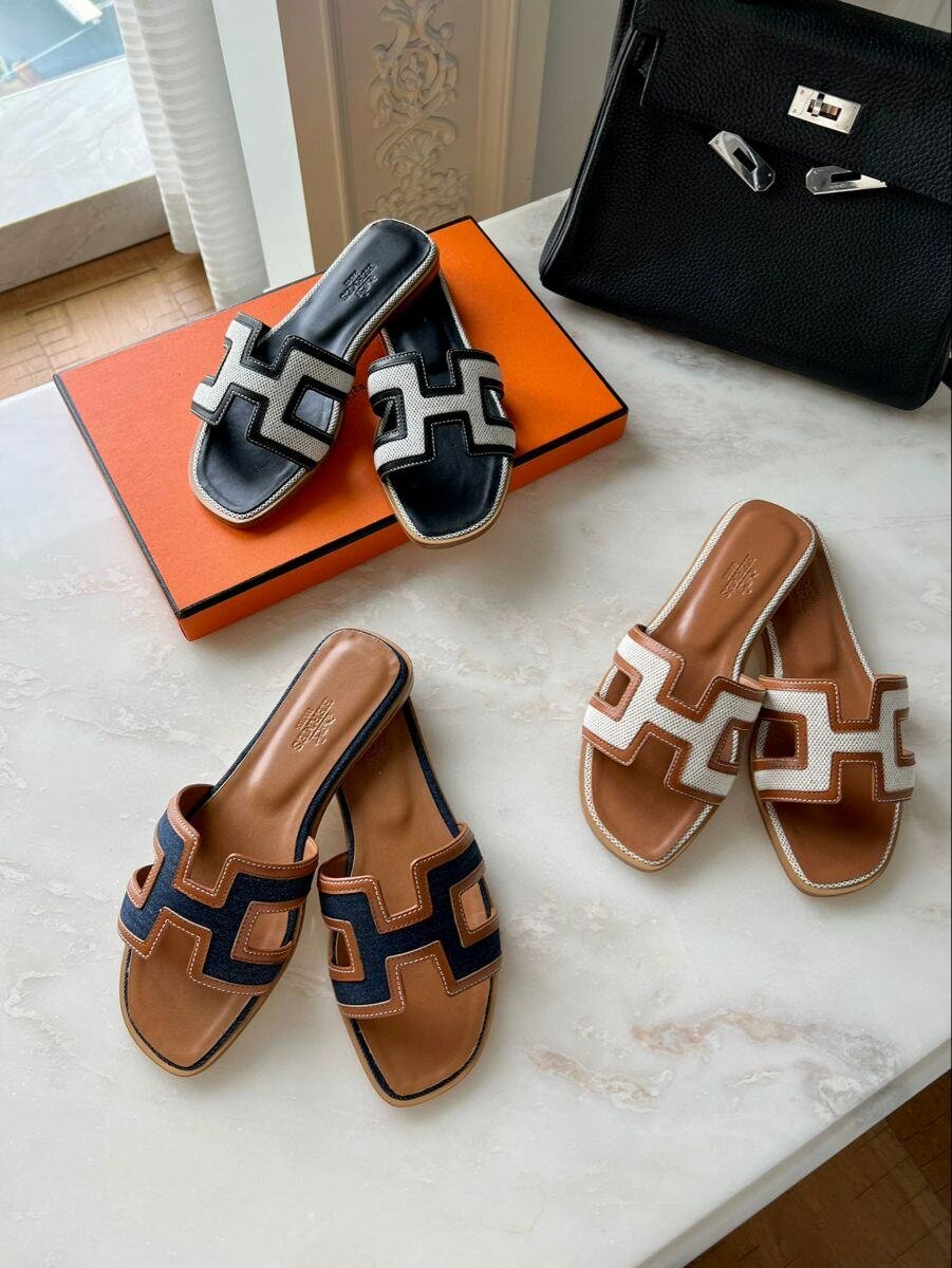 Leather slides