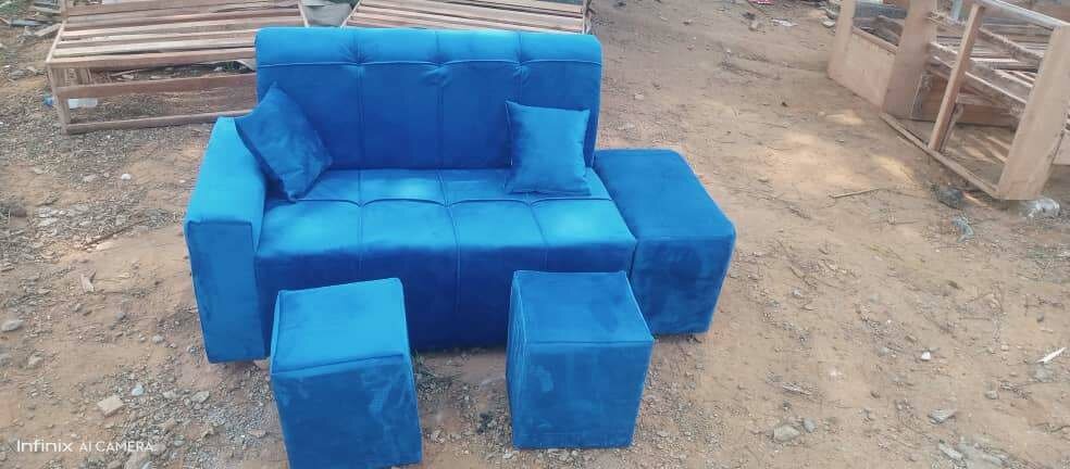 Canapé 2 Places avec Poufs